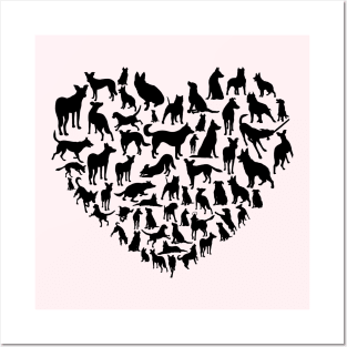 dogs love heart Posters and Art